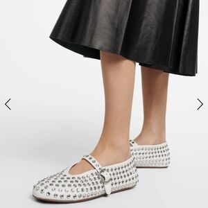 Alaïa

Leather Crystal Embellishments Mary Jane Flats